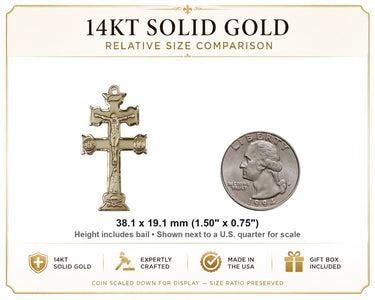 Large Men's 14kt Solid Gold Caravaca Crucifix Pendant