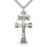 Sterling Silver Extra Large Caravaca Crucifix Necklace 2 inch by 1 inch pendant with 24 inch chain handmade by Bliss