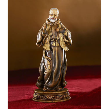 8 inch hand-painted Padre Pio statue in Capuchin habit for Catholic home altar and religious decor
