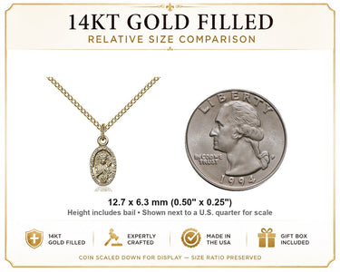 14kt Gold Filled Small Our Lady of Czestochowa Medal Necklace | 1/2" x 1/4" Pendant | 18" Chain | USA Made by Bliss