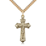 14kt Gold Filled Medium Crucifix Necklace 1 1/8 inch pendant with 24 inch chain by Bliss Manufacturing