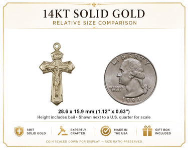 Catholic 14kt Solid Gold Medium Crucifix Pendant