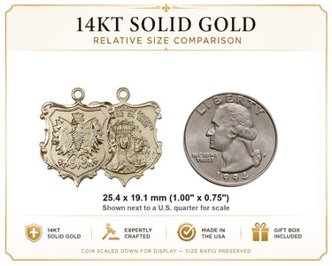 14kt Solid Gold Our Lady of Czestochowa Medal | 1x3/4" Pendant | USA Made by Bliss