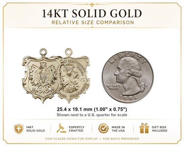 14kt Solid Gold Medium Our Lady of Czestochowa Medal Pendant | 1" x 3/4" | USA Made by Bliss