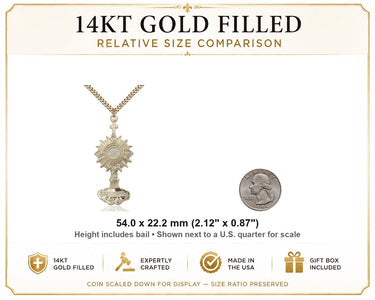 14kt Gold Filled Extra Large Monstrance Necklace | 2⅛x⅞ | 24" Chain | Eucharistic Adoration Jewelry | USA Made by Bliss