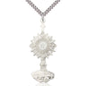 Sterling Silver Extra Large Monstrance Pendant Necklace 2 1/8 x 7/8 with 24 Inch Chain by Bliss USA
