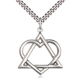 Sterling Silver Adoption Heart Necklace 1 1/8 x 1 inch Pendant 24 inch Chain Bliss Manufacturing