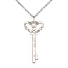Sterling Silver Irish Key with Double Hearts Necklace 1 1/4 x 1/2 inch pendant on 18 inch curb chain by Bliss