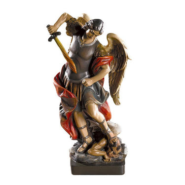 8.5 inch hand-painted resin St. Michael the Archangel statue with sword and shield by RosaryCard