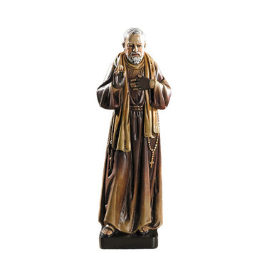 8 inch hand-painted Saint Padre Pio statue in Capuchin habit with stigmata wounds