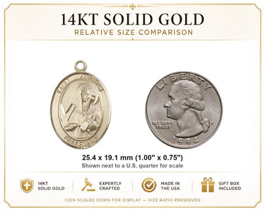 14kt Solid Gold Medium St. Andrew the Apostle Medal Pendant | 1" x 3/4" | USA Made by Bliss