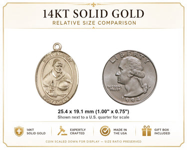 14kt Solid Gold Medium St. Albert the Great Medal Pendant | 1 x 3/4 | Handcrafted in USA by Bliss