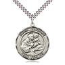 Sterling silver St. Anthony of Padua medal necklace 1x5/8 medium with 24 inch chain by Bliss