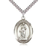 Sterling Silver St. Barbara Patron Saint Medal Necklace 1 x 3/4 inch with 24 inch chain by Bliss