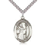 Sterling silver St. Augustine patron saint medal necklace with 24-inch chain, handcrafted by Bliss