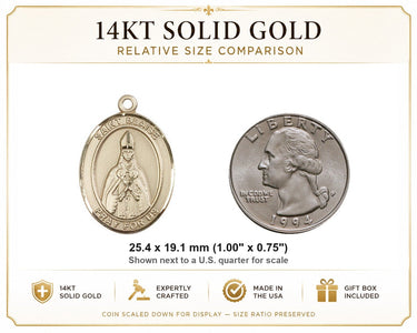 Colgante de Medalla Mediana de San Blas de Oro Sólido de 14kt | 1 x 3/4" | Hecho a mano en EE. UU. por Bliss