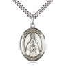 Sterling silver St. Blaise patron saint medal 1x3/4 inch on 24 inch chain by Bliss Manufacturing