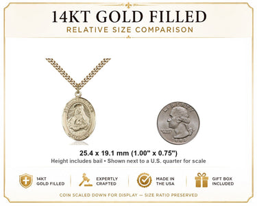 Collar con Medalla Mediana de Oro Laminado de 14kt de Santa Francisca Cabrini Patrona | 2,5 cm x 1,9 cm | Cadena de 61 cm | Hecho en EE. UU. por Bliss