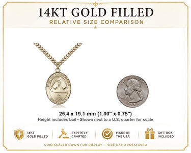 14kt Gold Filled Medium St. Katharine Drexel Patron Saint Medal Necklace | 1 x 3/4 | 24" Chain | USA Made by Bliss