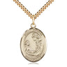 14kt gold filled St. Cecilia patron saint medal necklace, 1x3/4 inch pendant, 24 inch chain, handcrafted by Bliss Manufacturing