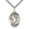 Sterling Silver St. Cecilia Patron Saint Medal Necklace with 24 inch Chain - 1x3/4 inch - Bliss Manufacturing