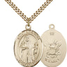 14kt Gold Filled St. Brendan the Navigator medal necklace with 24 inch chain, medium 1 x 3/4 inch pendant, handmade by Bliss