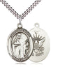 Sterling silver St. Brendan the Navigator patron saint medal necklace with 24-inch chain, USA made by Bliss
