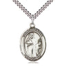 Sterling Silver St. Brendan the Navigator Catholic Medal Necklace 1x3/4 inch on 24 inch chain by Bliss