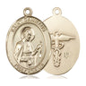14kt Solid Gold St. Camillus of Lellis Medal Pendant 1 x 3/4 Inch Handcrafted by Bliss Manufacturing USA