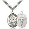 Sterling Silver St. Camillus of Lellis Patron Saint Medal Necklace, 1 inch x 3/4 inch on 24 inch chain, Bliss USA