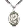 Sterling silver St. Camillus of Lellis patron saint medal necklace, 1 inch by 3/4 inch pendant, 24 inch chain, handcrafted by Bliss