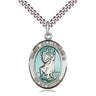 Sterling silver St. Christopher medal necklace, 1 x 3/4 inch, 24-inch curb chain, handcrafted by Bliss