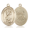 14kt solid gold St Christopher Coast Guard patron saint medal pendant 1 x 3/4 inches handcrafted by Bliss Manufacturing USA