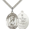 Sterling silver St. Christopher patron saint medal necklace 1 x 3/4 inches with 24 inch chain by Bliss