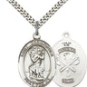 Sterling silver St. Christopher National Guard medal necklace 1 x 3/4 inches with 24 inch chain by Bliss USA