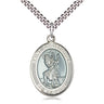 Sterling silver St. Christopher white border patron saint medal necklace with 24-inch chain, 1 x 3/4 inch by Bliss