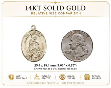 14kt Solid Gold Medium St. Daniel Medal Pendant | 1" x 3/4" | Handcrafted in USA by Bliss