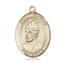 14kt solid gold St. Edward the Confessor patron saint medal pendant, 1 inch by 3/4 inch, handcrafted in USA by Bliss Manufacturing