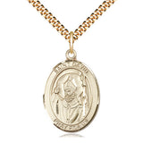 14kt Gold Filled St. David of Wales Patron Saint Medal Necklace 1x3/4 inch with 24 inch chain by Bliss