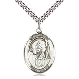 Sterling Silver St. David of Wales Patron Saint Medal Necklace 1x3/4 inch with 24 inch chain by Bliss