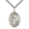 Sterling Silver St. Clare of Assisi Patron Saint Medal Necklace 1 inch by 3/4 inch on 24 inch curb chain by Bliss