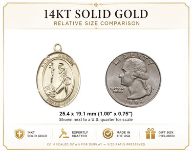 Medalla de Santo Domingo de Guzmán de oro macizo de 14k 2,54 x 1,90 cm | Hecho a mano en EE. UU. | Bliss