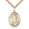 14kt gold filled St. Elmo patron saint medal necklace with 24 inch curb chain, handcrafted in USA by Bliss Manufacturing