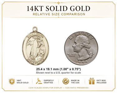 14kt Solid Gold Medium St. Elmo Medal Pendant | 1" x 3/4" | Handcrafted in USA by Bliss