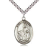 Sterling Silver St. Dymphna Patron Saint Medal Necklace 1 x 3/4 inch with 24 inch chain by Bliss Manufacturing