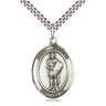 Sterling Silver St. Florian Patron Saint Medal Necklace 1 inch by 3/4 inch with 24 inch chain by Bliss
