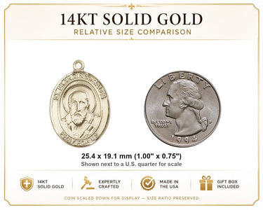 14kt Solid Gold Medium St. Francis de Sales Medal Pendant | 1" x 3/4" | USA Made by Bliss