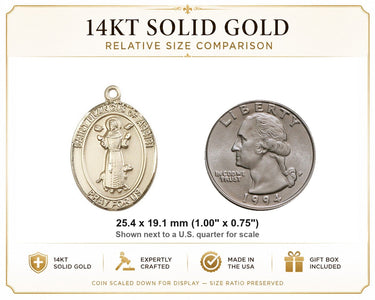 Colgante Medalla de San Francisco de Asís de Oro Sólido de 14 quilates | 2,54 cm x 1,91 cm | Hecho a mano en EE. UU. por Bliss