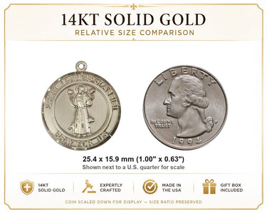 Medalla de San Francisco de Asís de Oro Sólido de 14kt Tamaño Mediano | 2,54 cm x 1,59 cm | Hecho en EE. UU. por Bliss