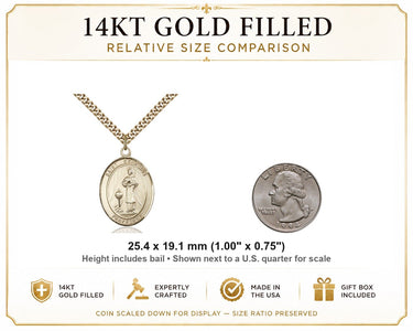14kt Gold Filled St. Genesius of Rome Medal Necklace | 1" x 3/4" | 24" Chain | Bliss USA